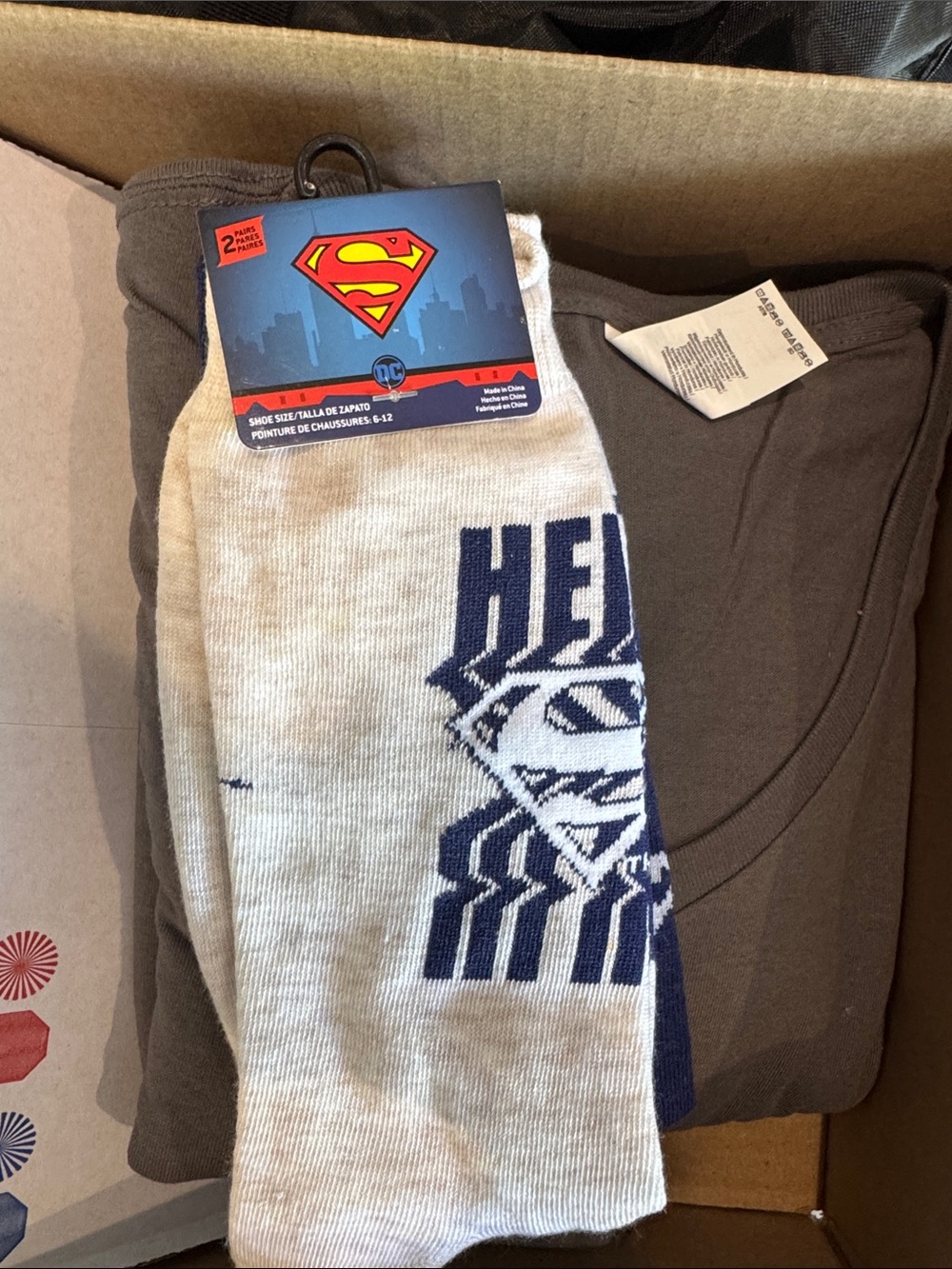 Source Unknown Cream & Navy Superman Logo Crew Socks - 2 Pack